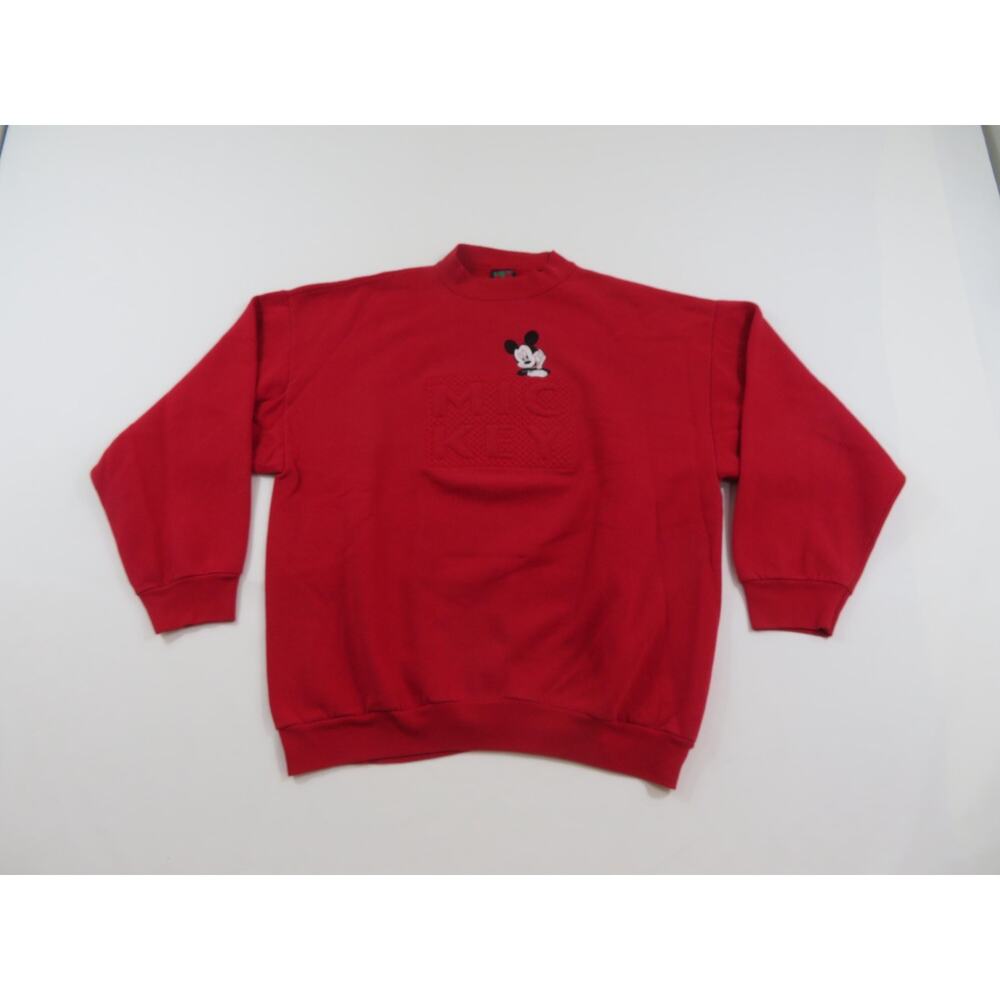 Mickey Mouse Sweatshirt, Jerry Leigh, Red Embossed Red Sz XL 1990s